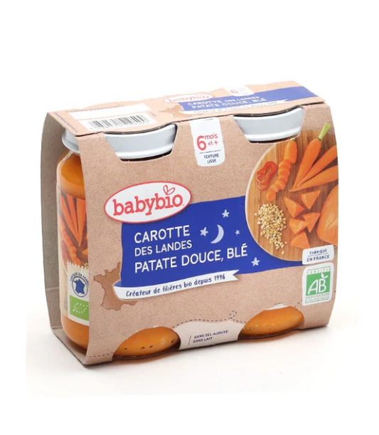 BABYBIO PETITS POTS BÉBÉ CAROTTE PATATE DOUCE BLÉ