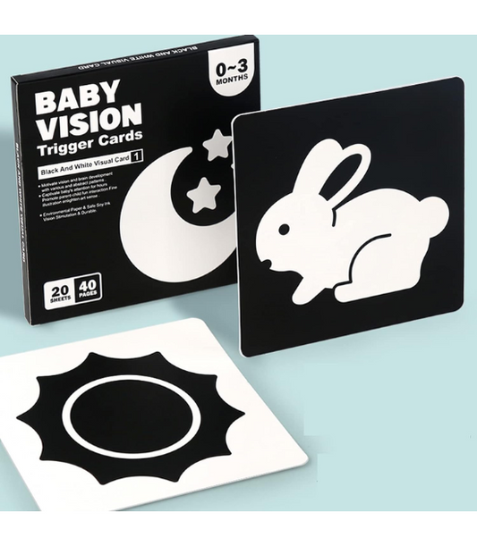 WuLi77 Carte Stimulation Visuelle pour Bébé Stimulation Visuelle Noire Blanche