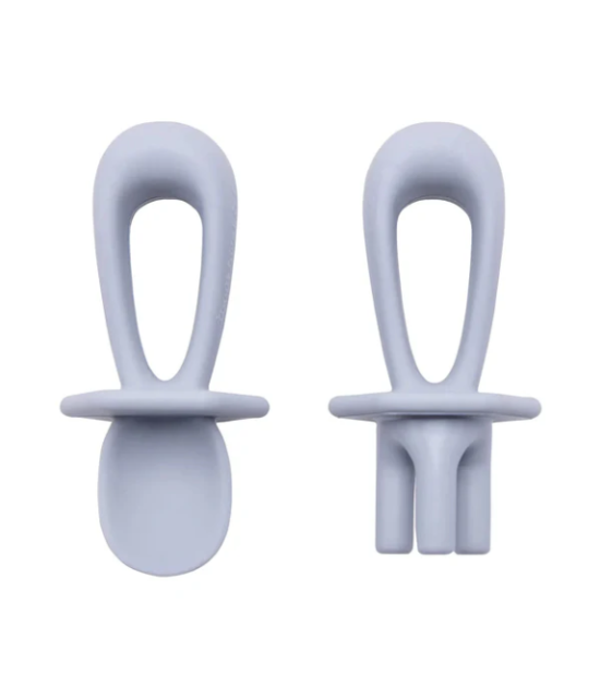 Couverts d'apprentissage en silicone - Gris