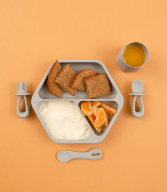 Couverts d'apprentissage en silicone - Gris