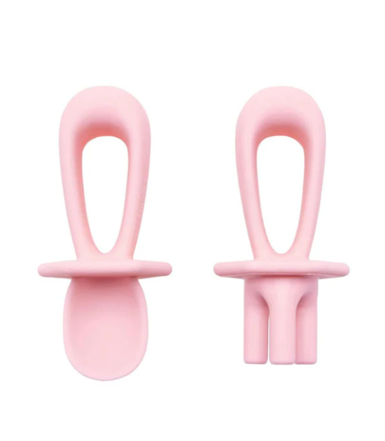 Couverts d'apprentissage en silicone - Rose