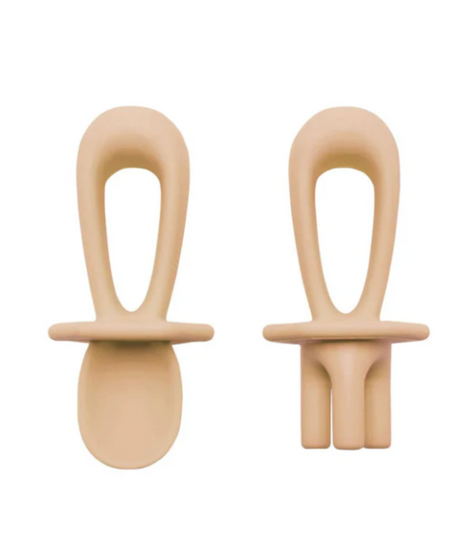 Couverts d'apprentissage en silicone - Sable