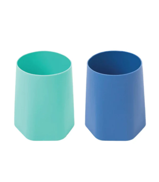 Lot de 2 tasses d'apprentissage en silicone - Menthe / Bleu