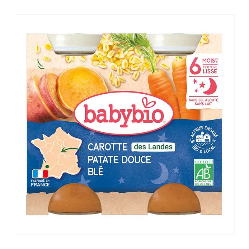 BABYBIO PETITS POTS BÉBÉ CAROTTE PATATE DOUCE BLÉ