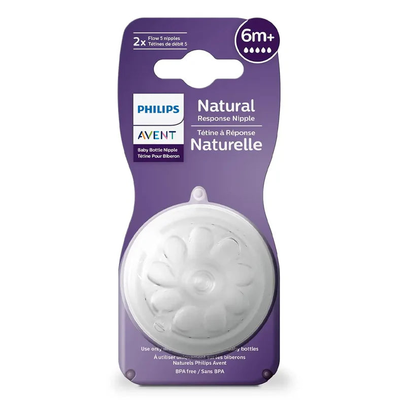 Philips Avent Lot de 2 Tétines Natural Response 6M+ - Flux 5