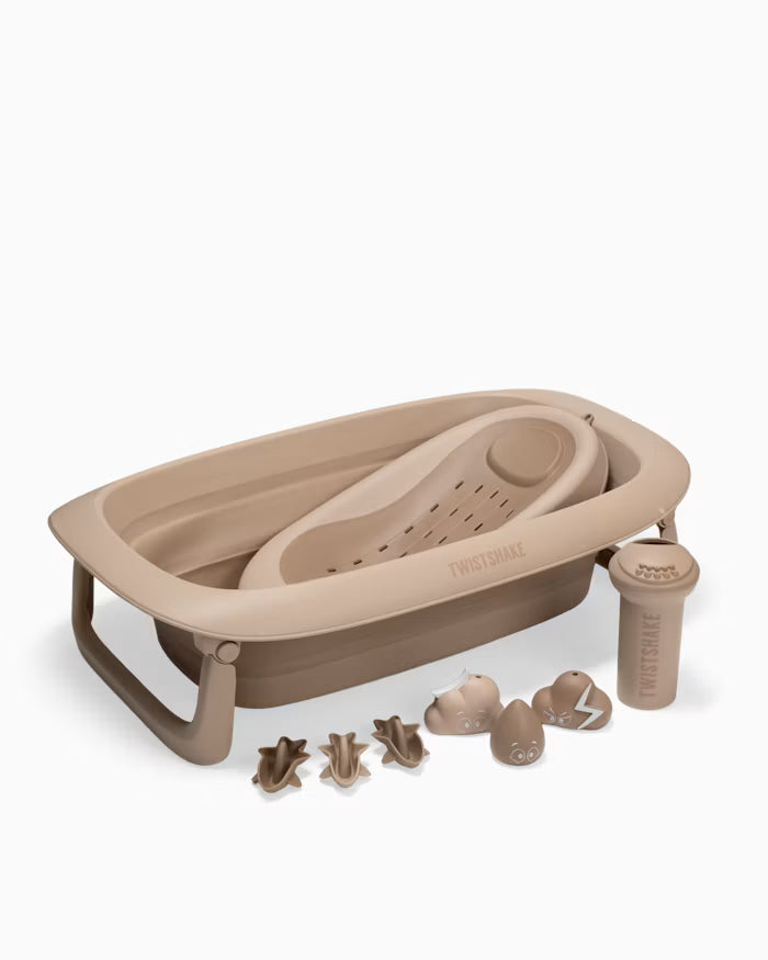 Twistshake - Coffret de bain de luxe Mocha - Baignoire bébé pliable avec support