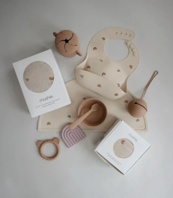 Bavoir bébé en silicone - Arcs-en-ciel