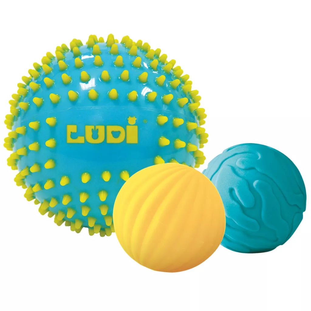 Balles Sensorielles Bleues lot de 3 LUDI