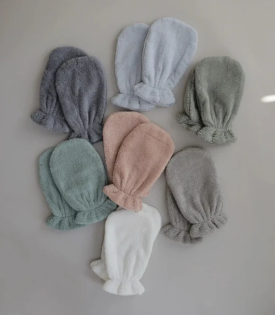 Lot de 2 gants de bain en coton biologique - Gris