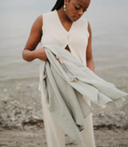 Couverture d'emmaillotage en mousseline de coton biologique - Sauge