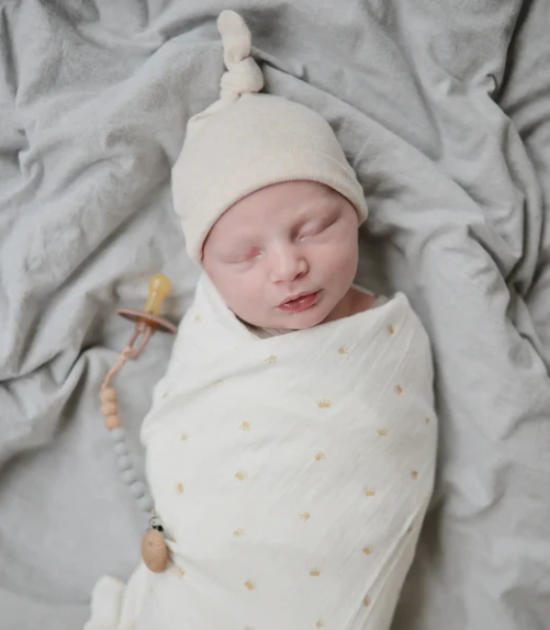 Couverture d'emmaillotage en mousseline de coton biologique - Soleil