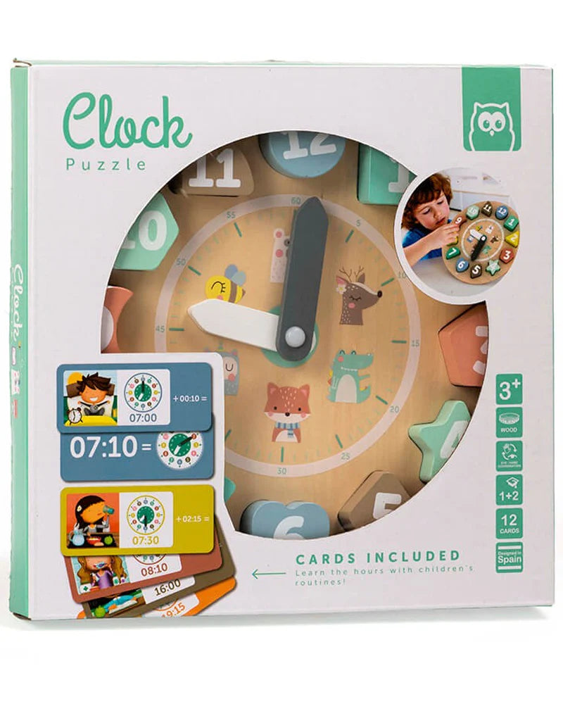 Eurekakids - Horloge en bois avec cartes pour apprendre l'heure 3A+