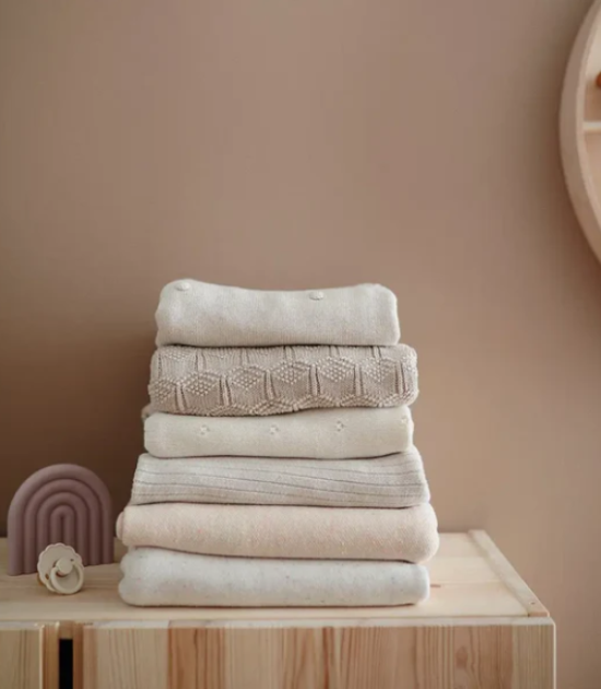 Couverture tricotée pour bébé Mushie - Pointelle Grey Melange