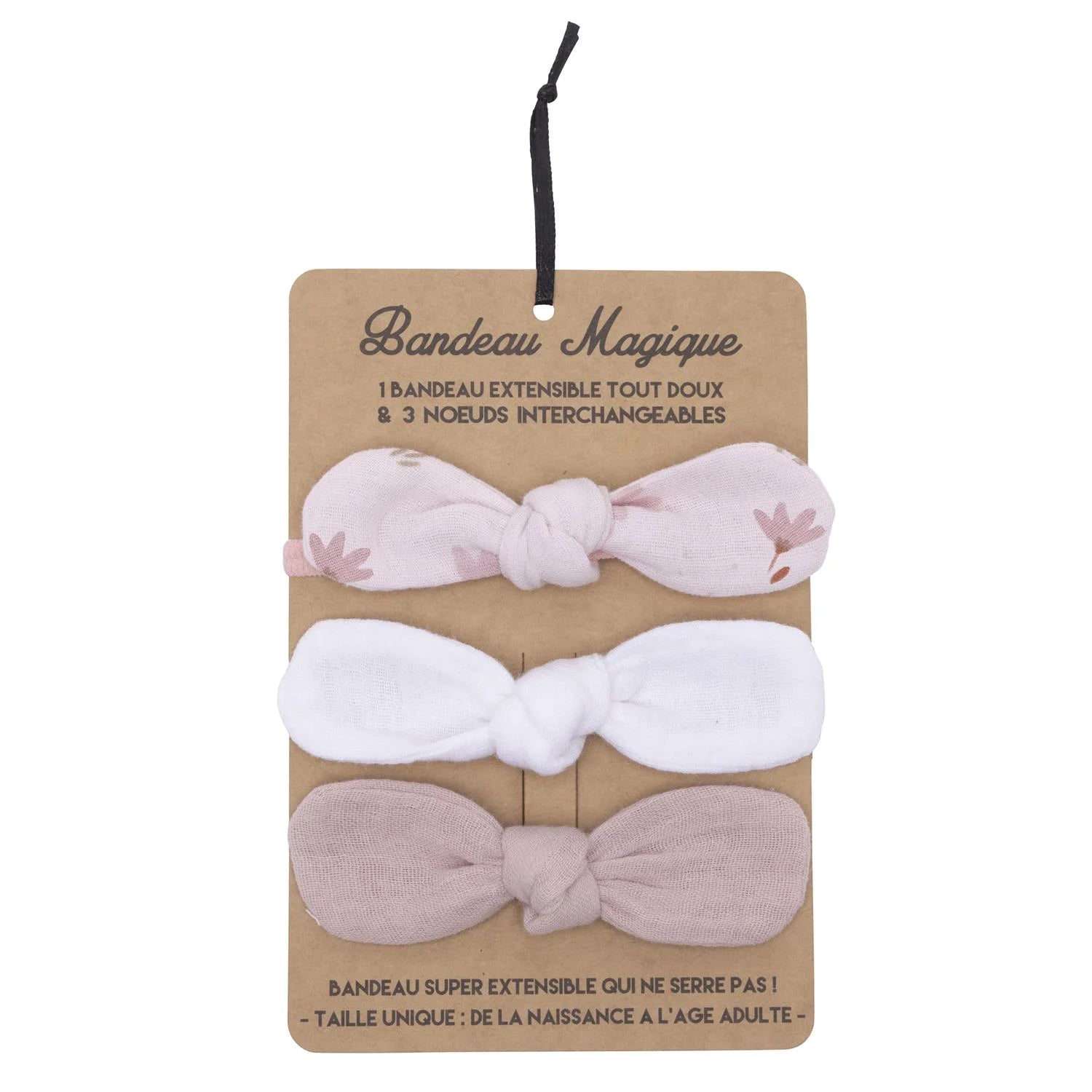 Bandeau magique (1 bandeau extensible + 3 nœuds)