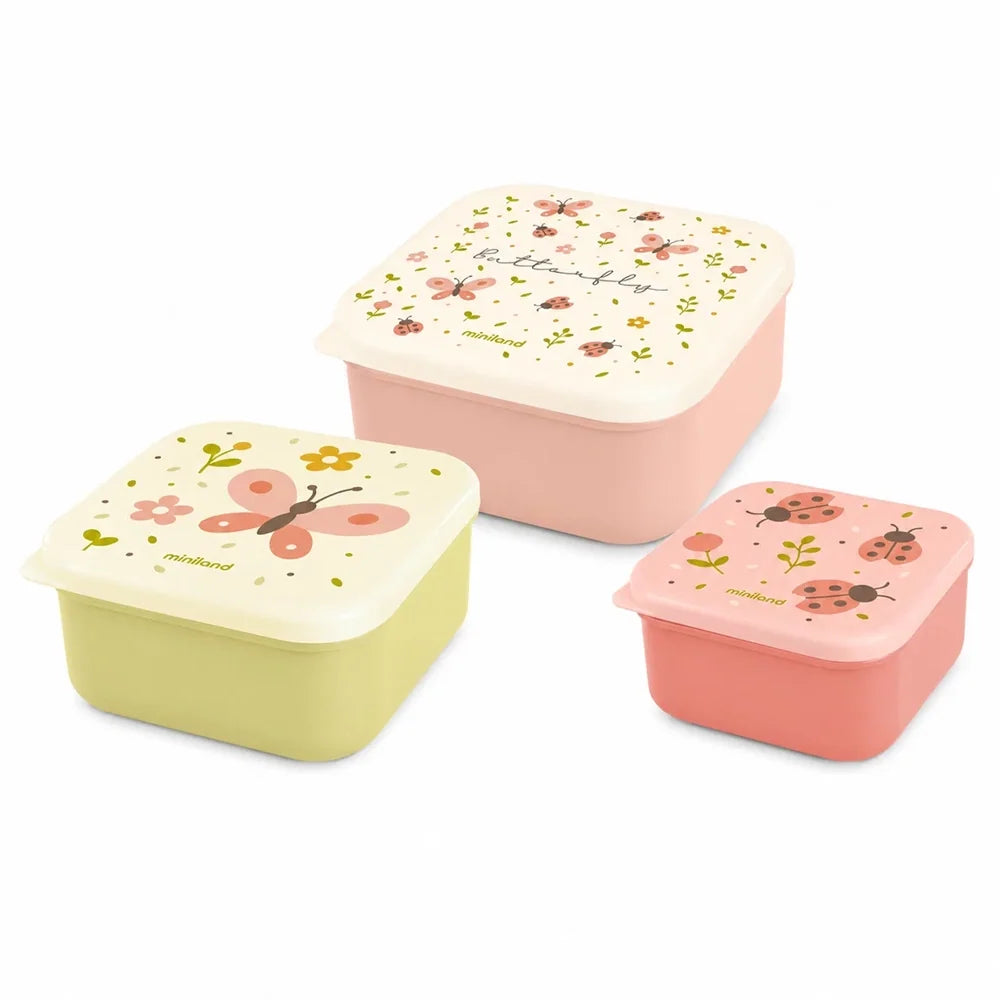 Miniland - Ensemble de 3 Boîtes à Goûter - Papillon