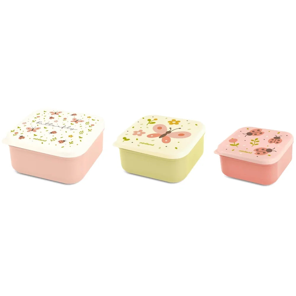 Miniland - Ensemble de 3 Boîtes à Goûter - Papillon