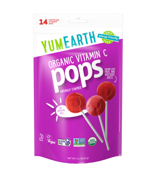 Yum Earth 14 Sucettes Pops Fruits Rouges sans Gluten 87G