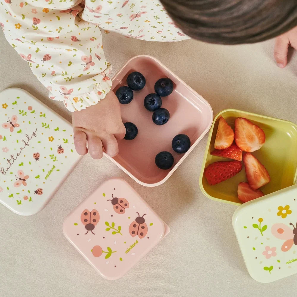 Miniland - Ensemble de 3 Boîtes à Goûter - Papillon