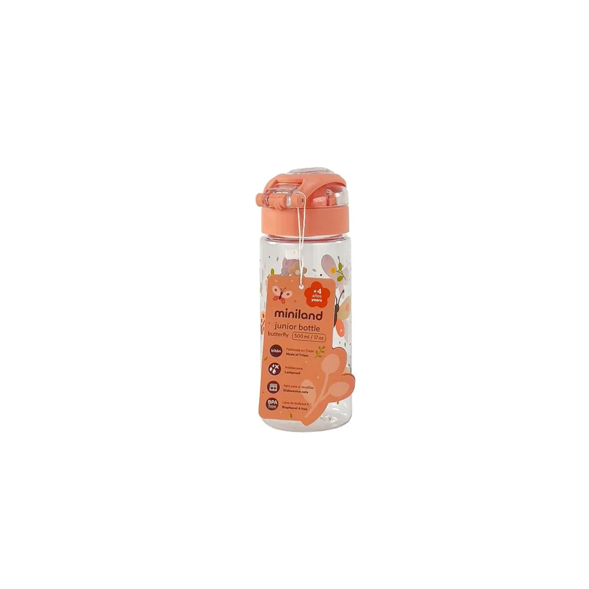 Miniland Bouteille Résistante avec Bouchon 4M+ - Rose