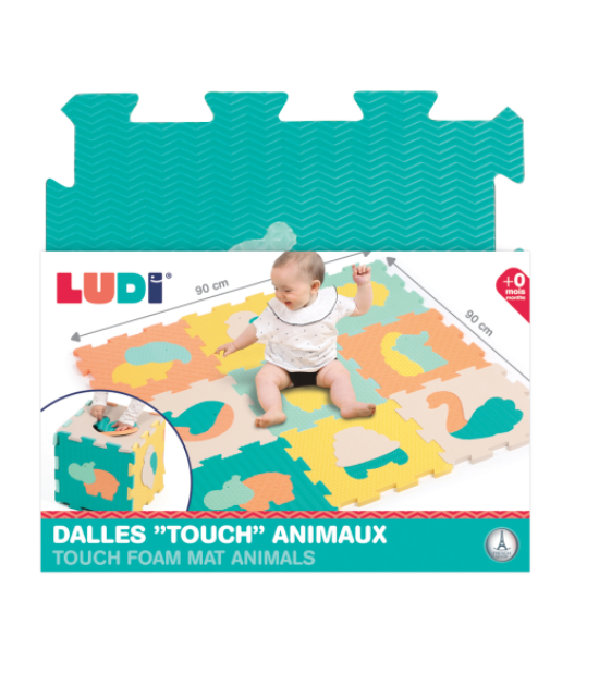 LUDI - Tapis De Jeu Dalles ANIMAUX TOUCH
