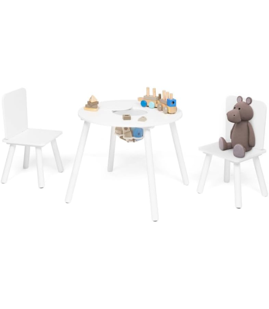 IDMarket - Table + 2 chaises Enfant Candice avec Espace de Rangement en Bois Blanc