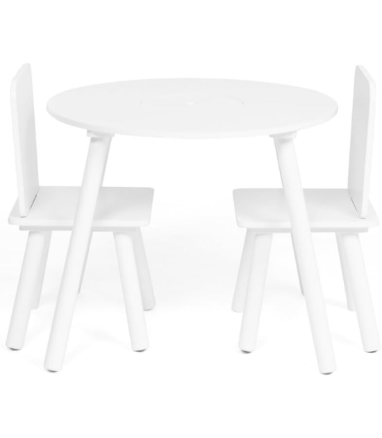 IDMarket - Table + 2 chaises Enfant Candice avec Espace de Rangement en Bois Blanc