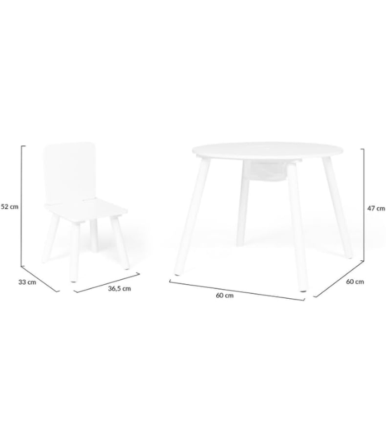 IDMarket - Table + 2 chaises Enfant Candice avec Espace de Rangement en Bois Blanc