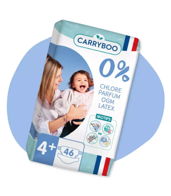 CARRYBOO-Couches Bébé écologiques T4 Plus (9-20 Kg) x 46 pièces