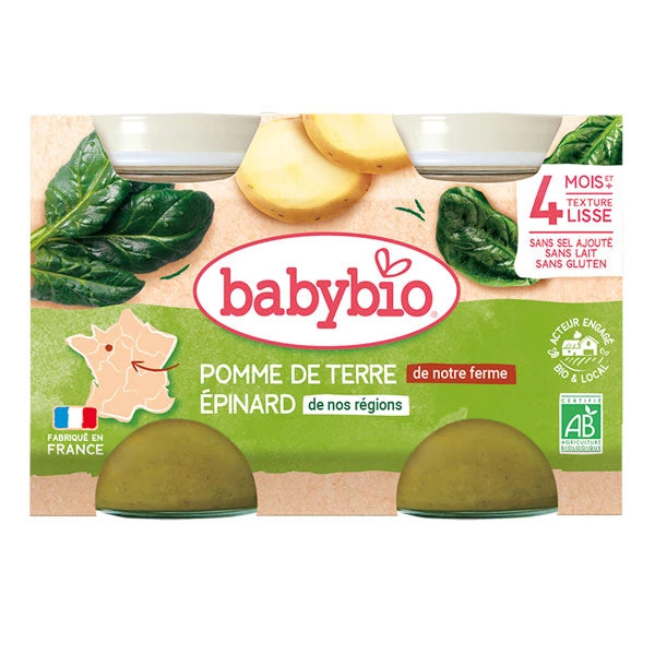 Babybio Pomme de Terre du Centre-Val de Loire Épinard 2x130g 4m+