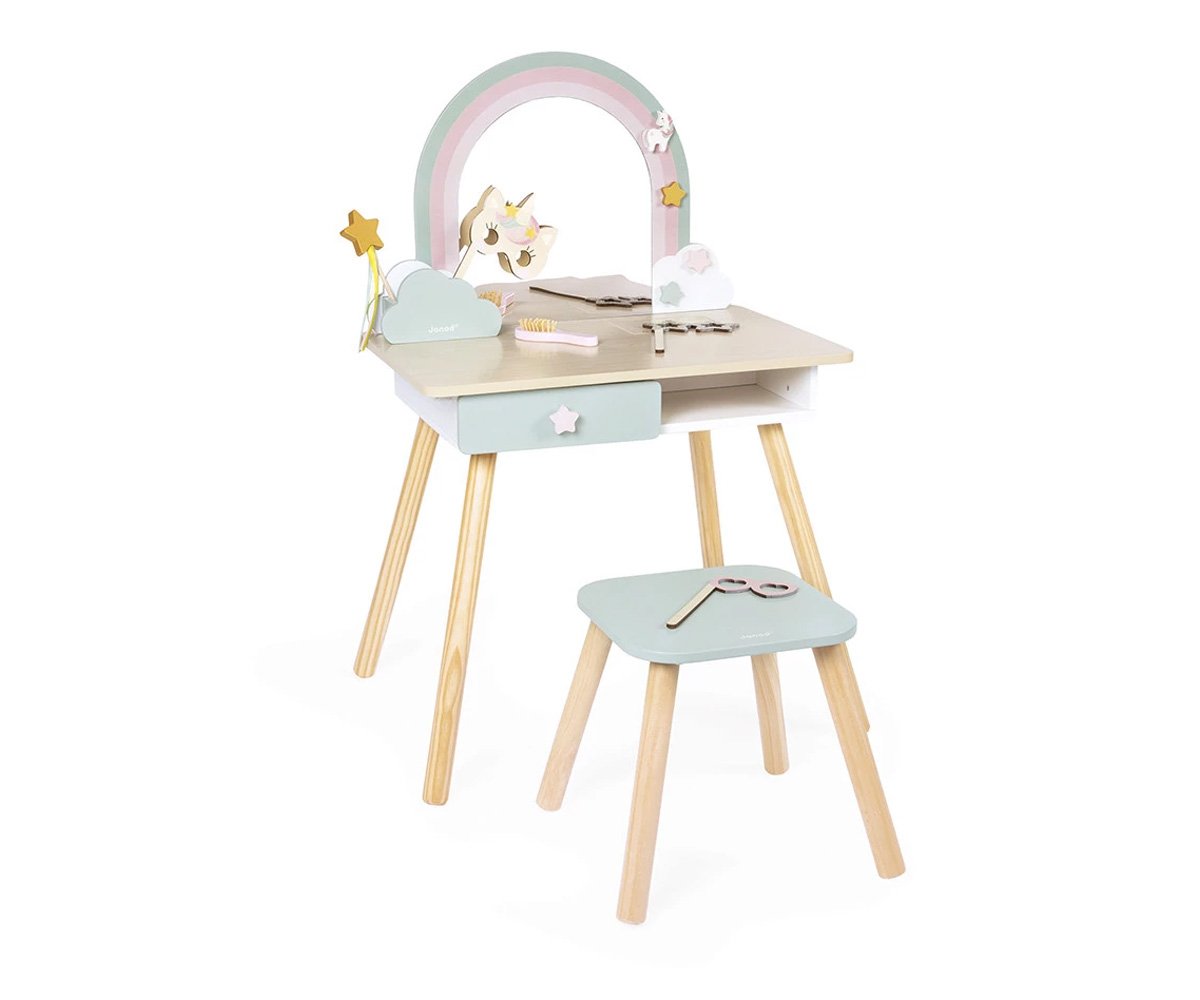 Coiffeuse Licorne en Bois et Accessoires