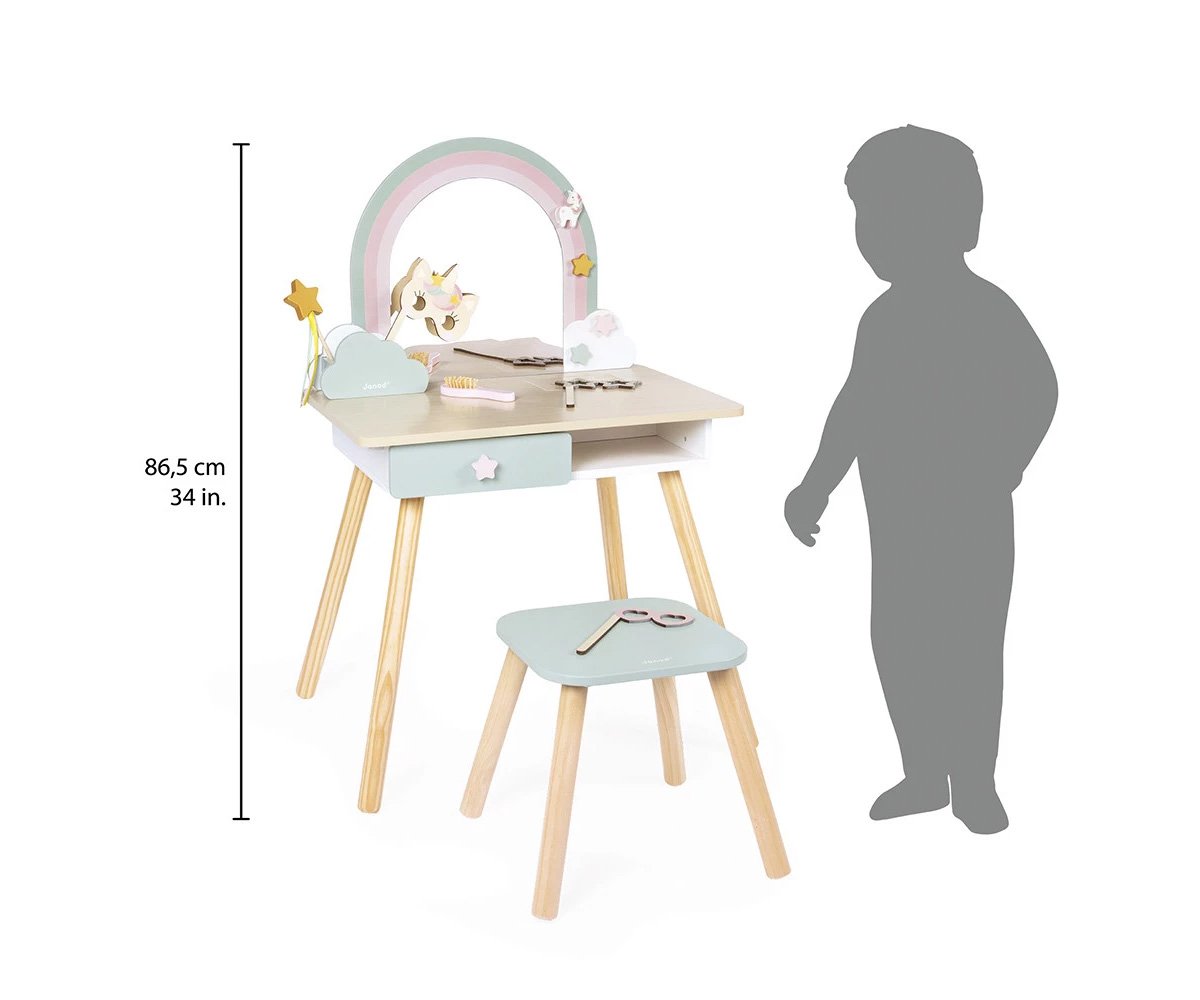 Coiffeuse Licorne en Bois et Accessoires