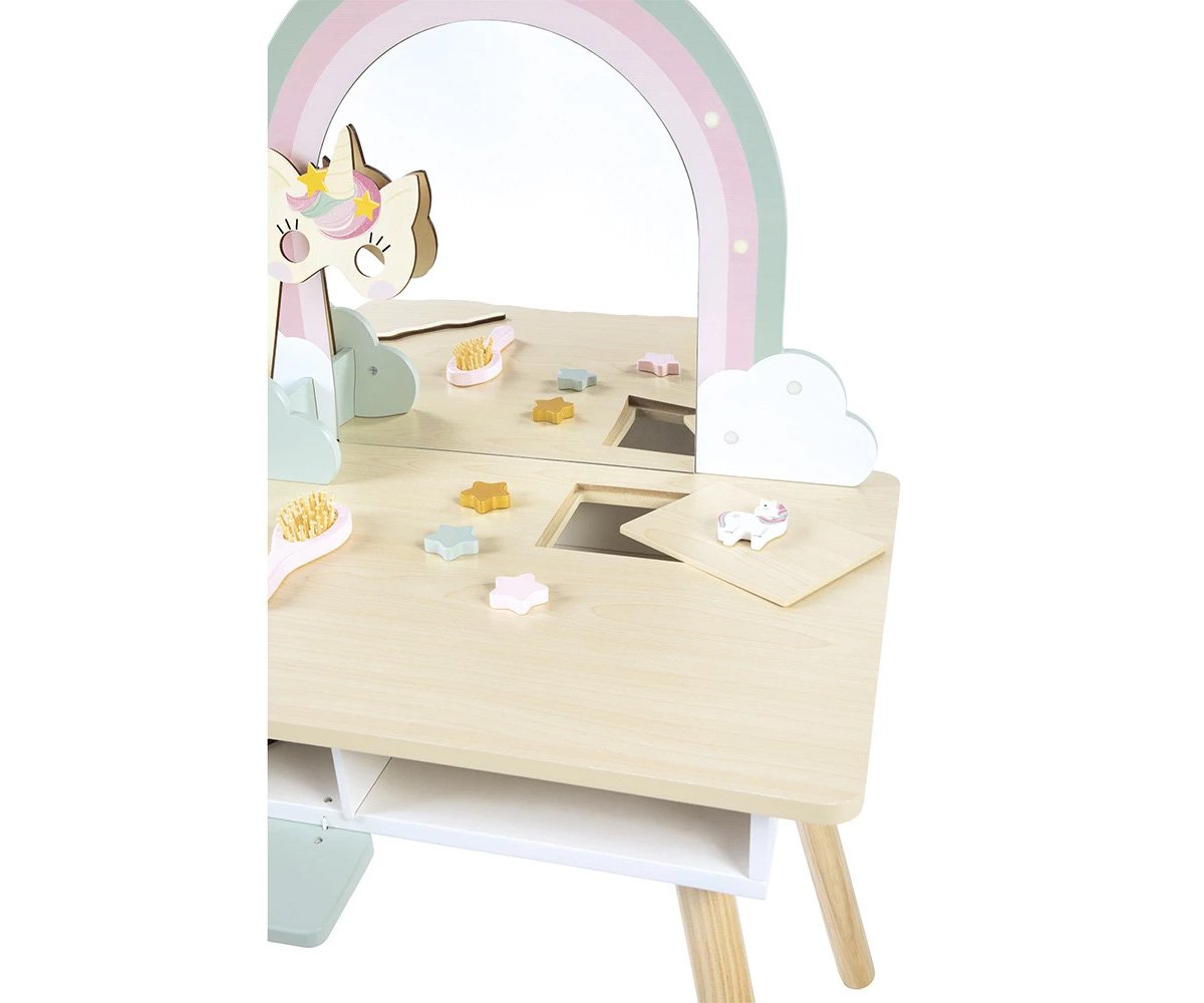 Coiffeuse Licorne en Bois et Accessoires
