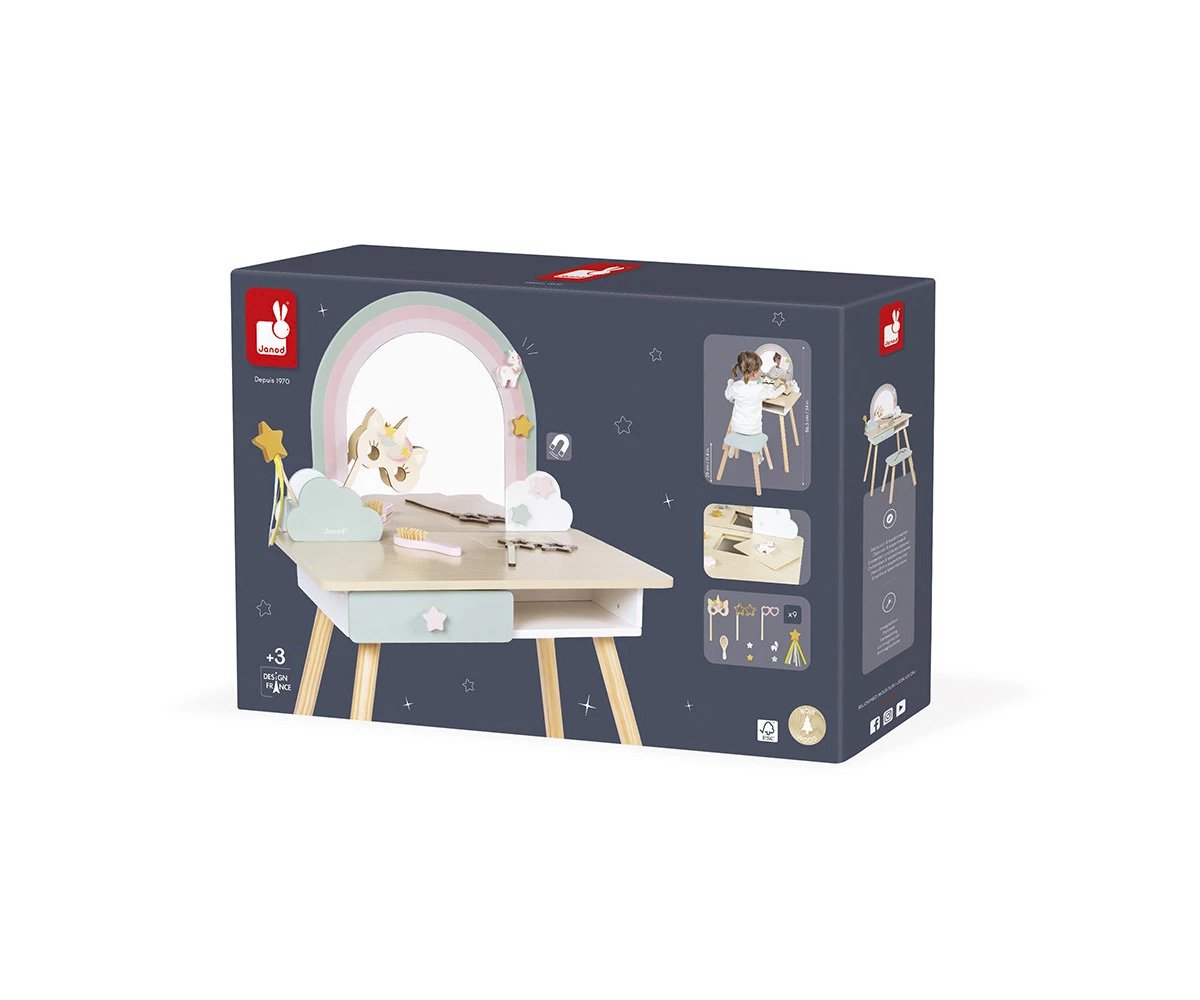 Coiffeuse Licorne en Bois et Accessoires