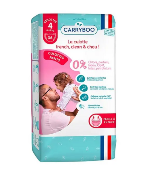 CARRYBOO-Couches culottes écologiques T4 (8-15 Kg) x 36 pièces