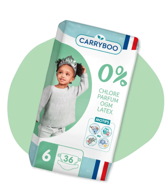 CARRYBOO-Couches Bébé écologiques T6 Plus (16-30 Kg) x 36 pièces