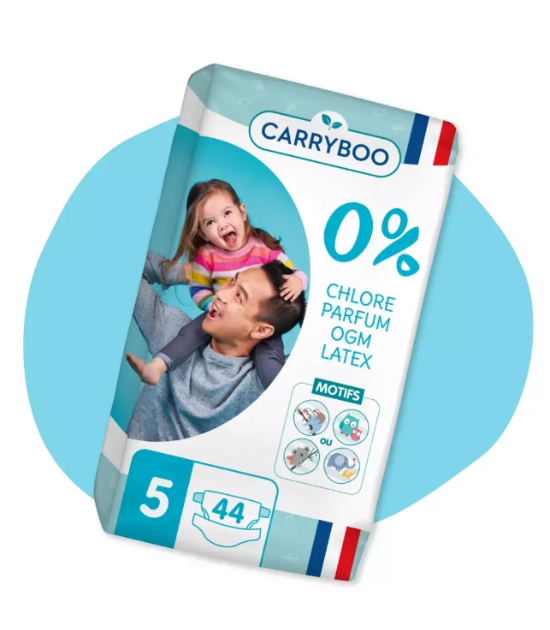 CARRYBOO-Couches Bébé écologiques T5 (12-25 Kg) x 44 pièces