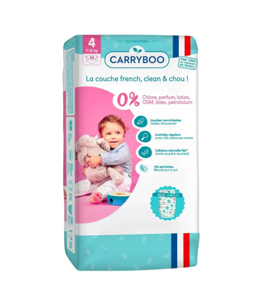 CARRYBOO-Couches Bébé écologiques T4 (7-18 Kg) x 48 pièces