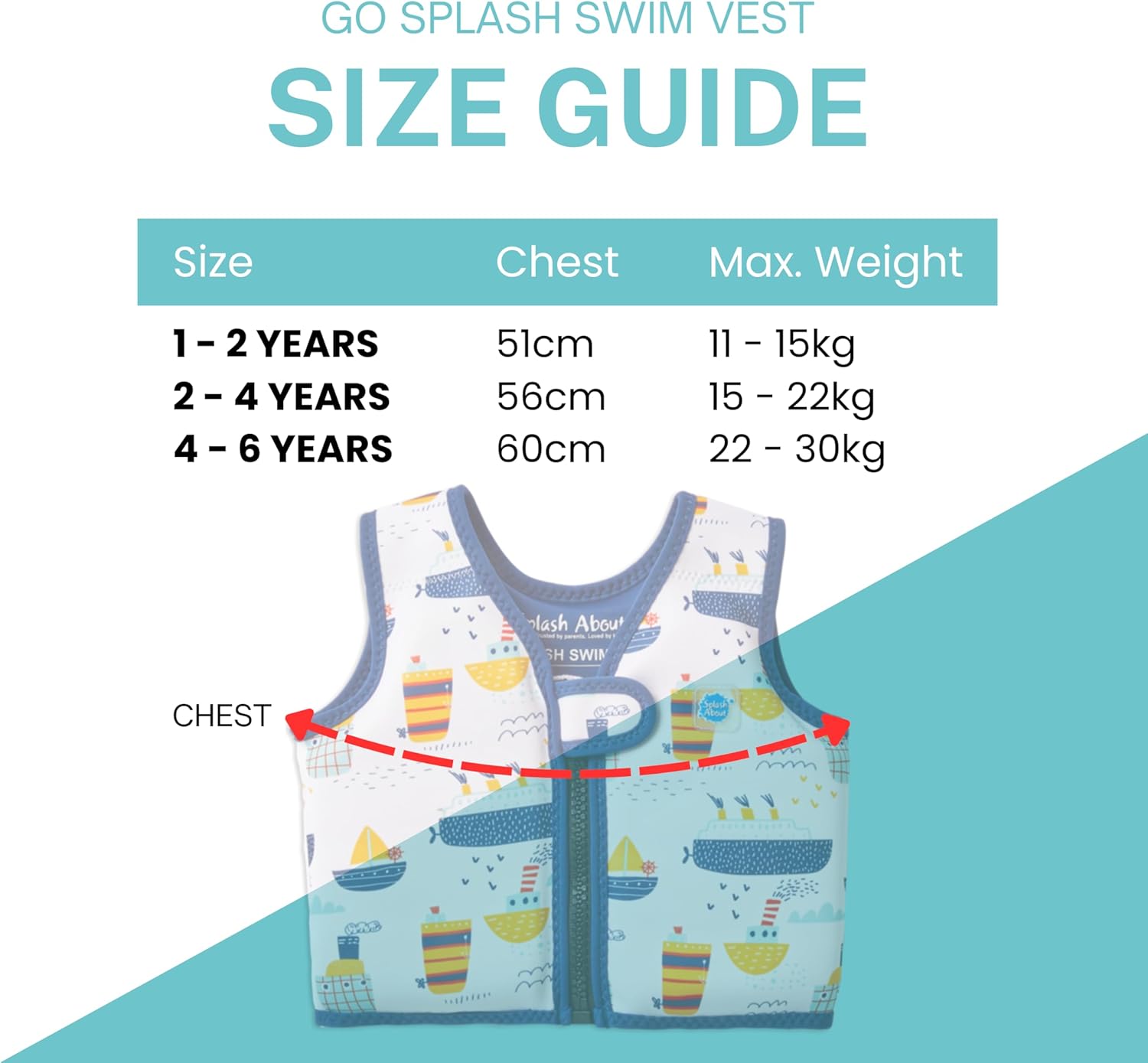 Go Splash Gilet de Natation Remorqueurs, Âge 2-4 ans