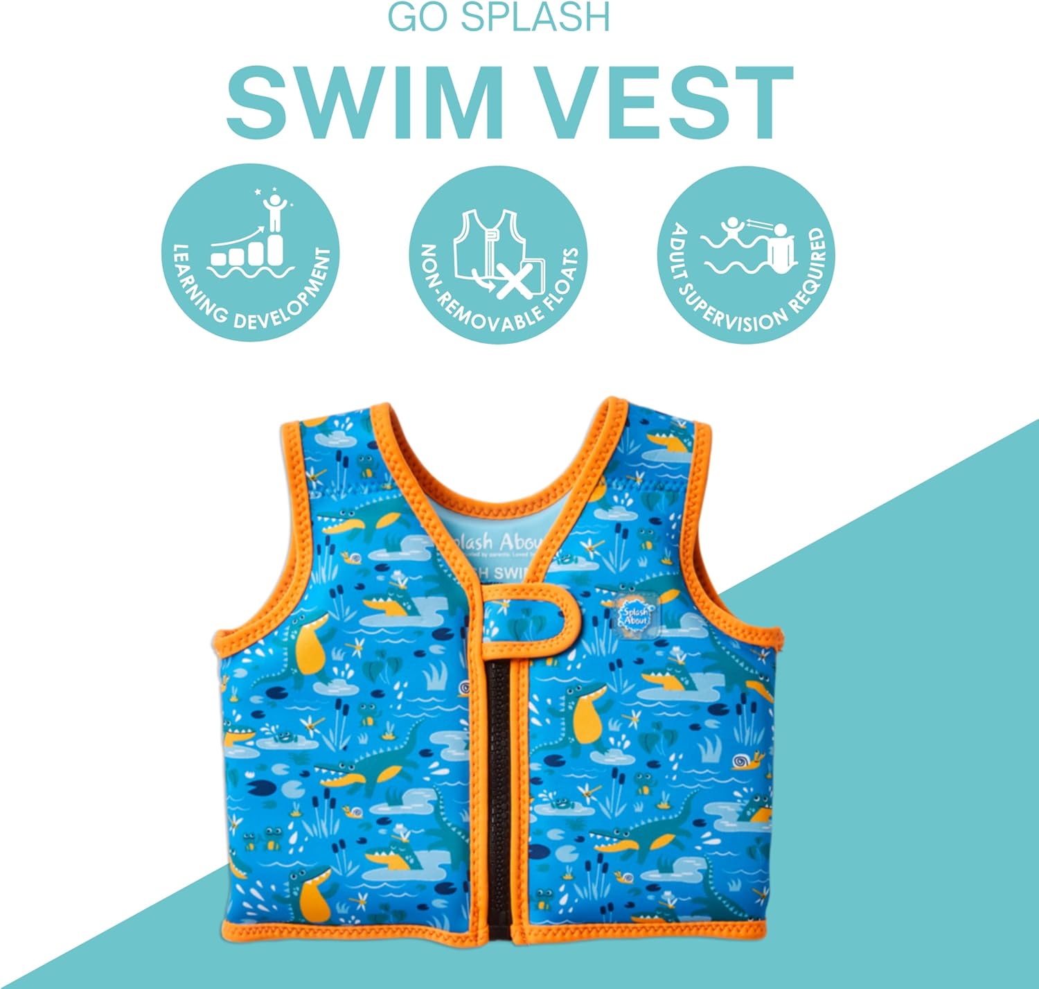 Go Splash Gilet de Natation Croc Creek, Âge 2-4 ans