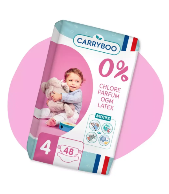 CARRYBOO-Couches Bébé écologiques T4 (7-18 Kg) x 48 pièces