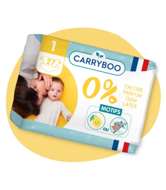 CARRYBOO-Couches Bébé écologiques T1 (2-5 Kg) x 27 pièces