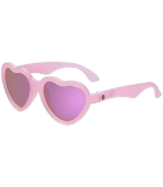 Lunettes de Soleil Babiators - Frosted Pink Heart | Purple Polarized Mirrored Lenses