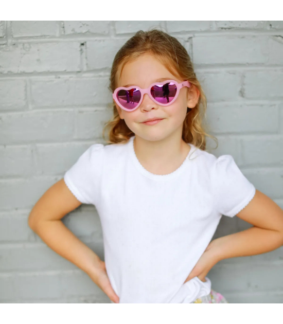 Lunettes de Soleil Babiators - Frosted Pink Heart | Purple Polarized Mirrored Lenses