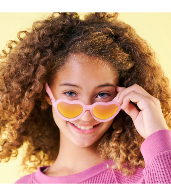 Lunettes de Soleil Babiators - Frosted Pink Heart | Purple Polarized Mirrored Lenses