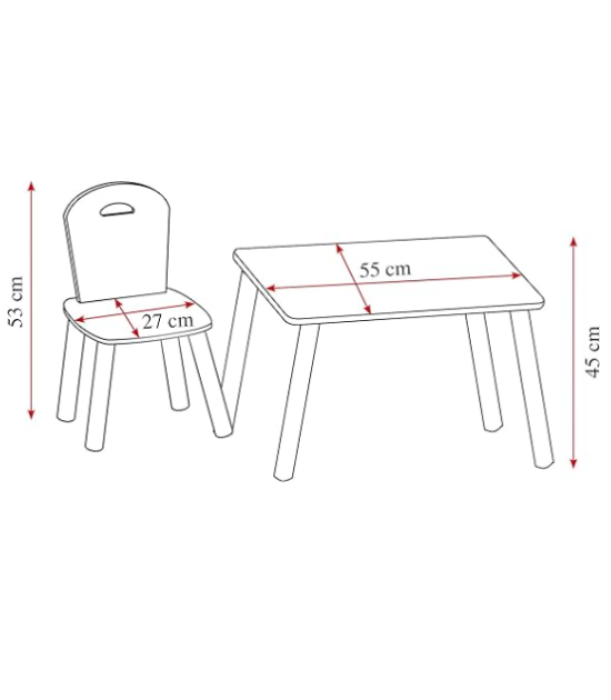 Kesper | Table pour enfant avec 2 chaises, matériau : panneau de fibres, dimensions : 55 x 55 x 45 cm, couleur : blanc