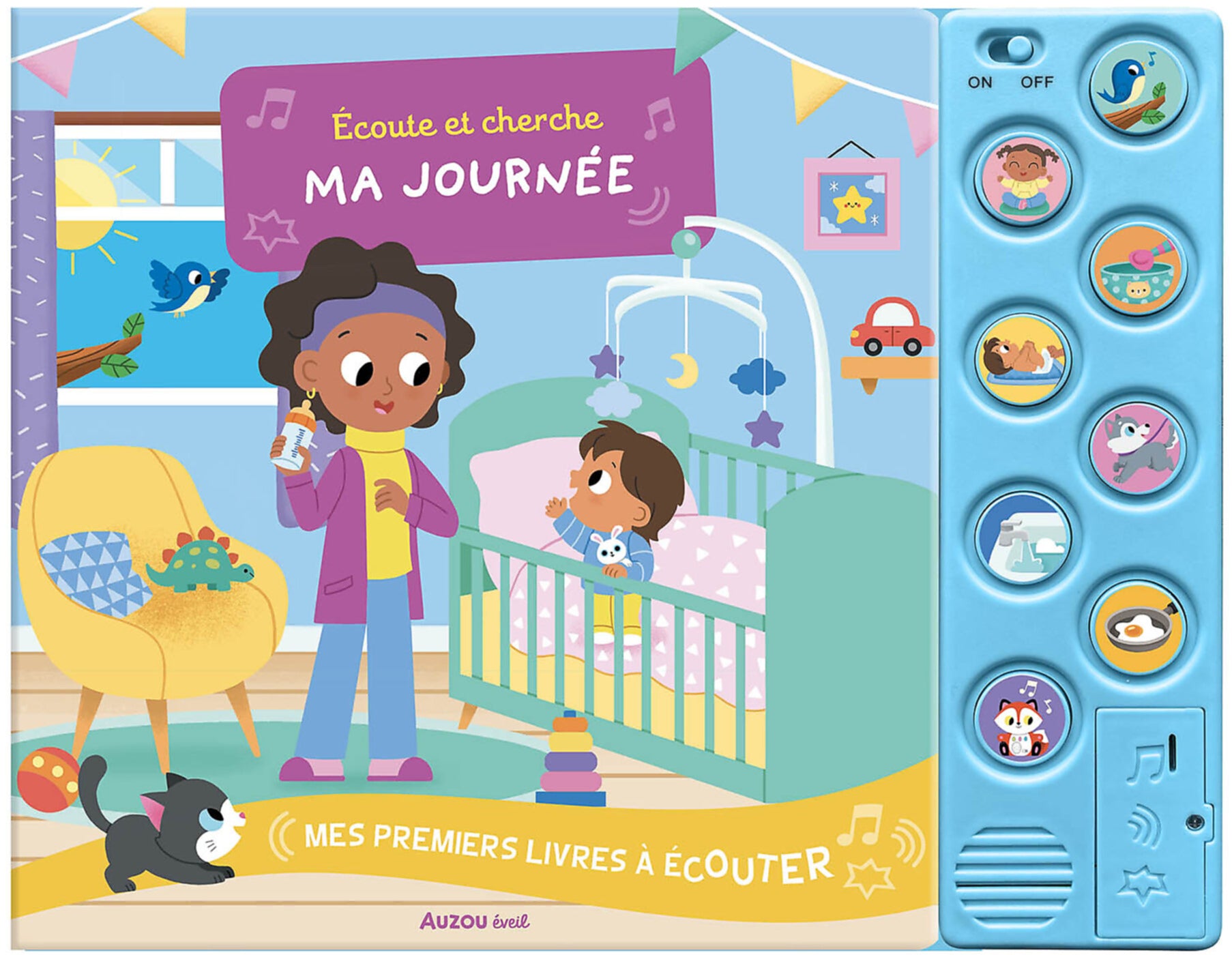 Livre sonore Écoute et cherche Ma journée - Auzou
