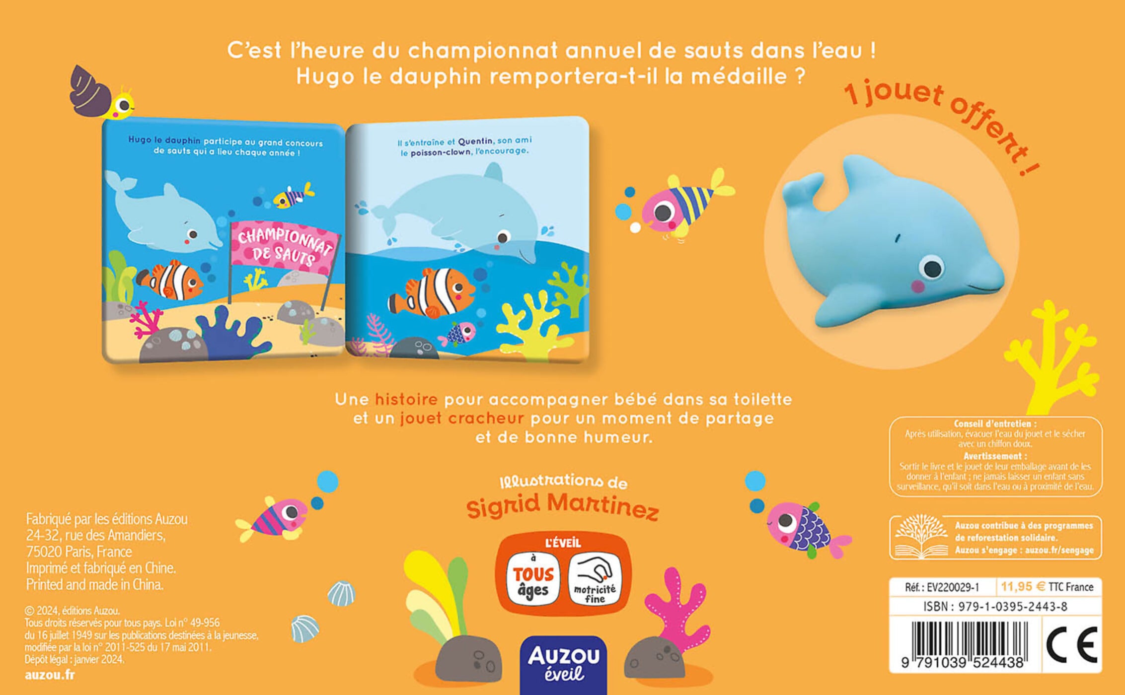 MON PREMIER LIVRE DE BAIN - HUGO LE DAUPHIN (VALISETTE CARTON)