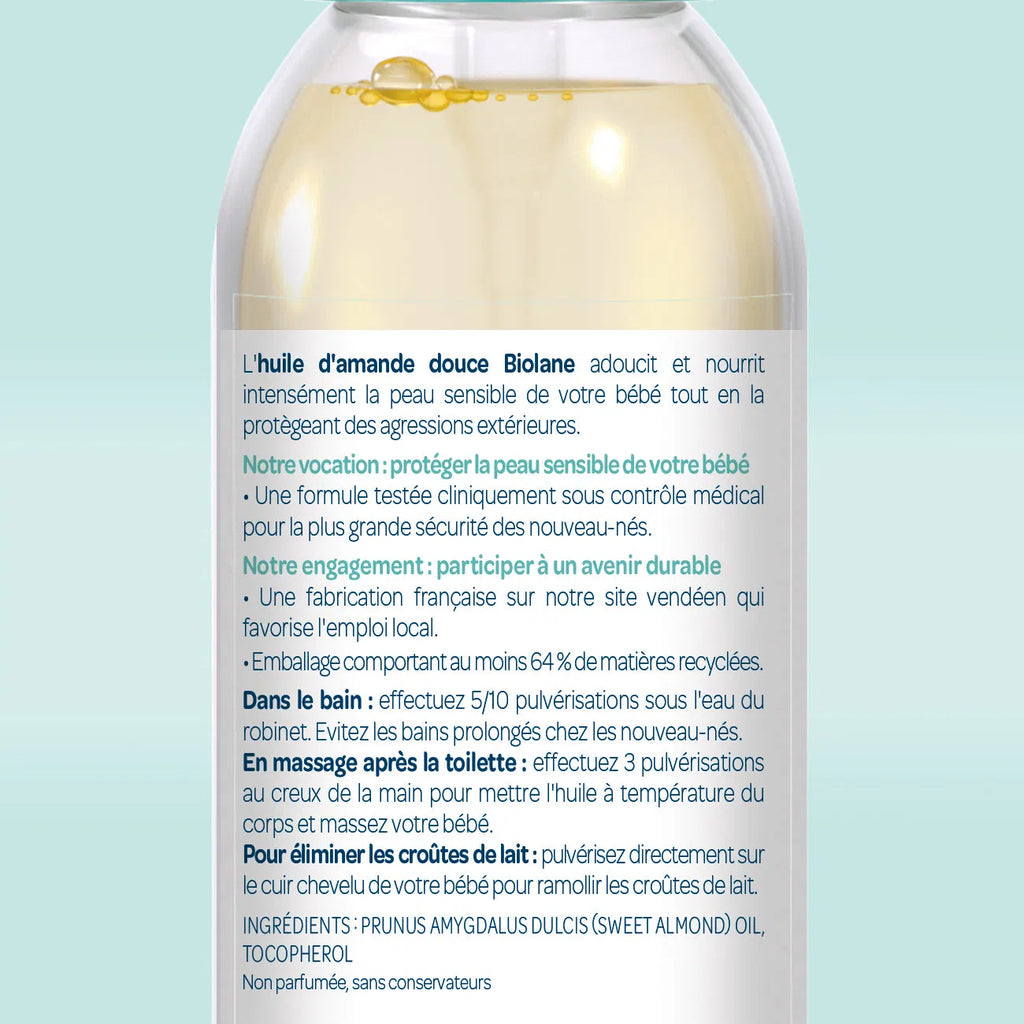 Biolane Spray d’huile d’amande douce – Corps et Bain 75ml