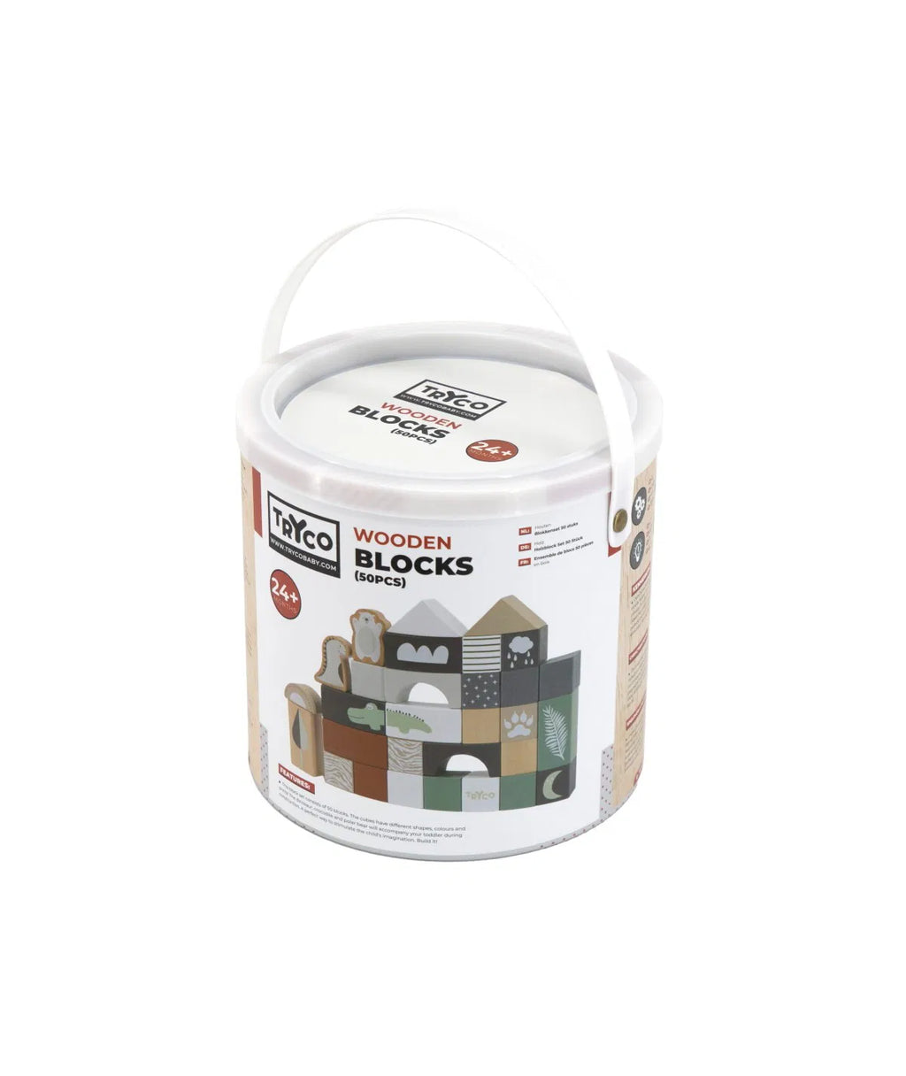 Tryco Ensemble de blocs en bois 50 pcs
