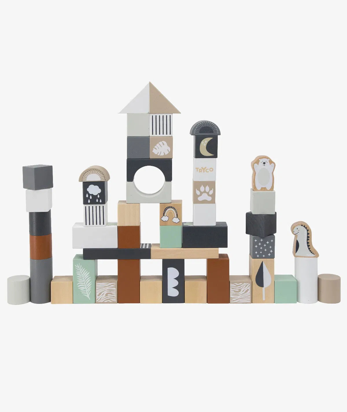 Tryco Ensemble de blocs en bois 50 pcs